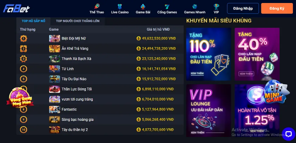 Bảng so sánh cấp độ VIP Win55